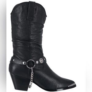 Dingo Olive Black Western Leather Boots, Womens 9, concho strap‎